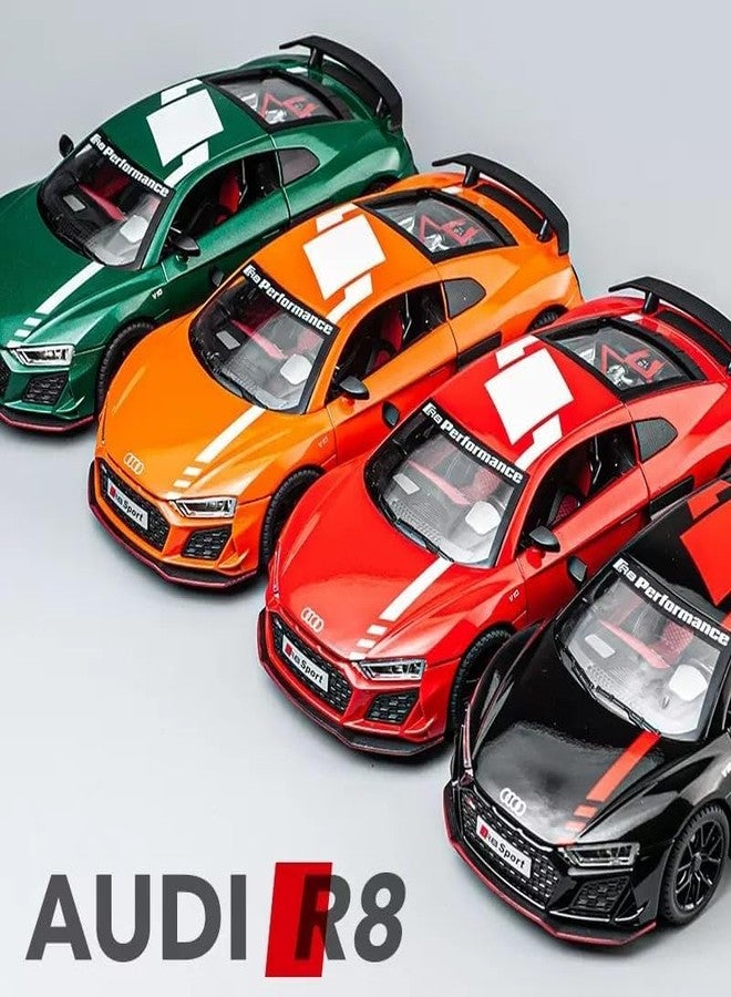PEZYOX Scale Exclusive Alloy Metal Pull Back Die-cast Car Model with Sound Light Mini Auto Toy for Kids Metal Model Toy Car with Sound and Light (1.24 Scale -DC AODI R8 V10-GREEN) - Image 4